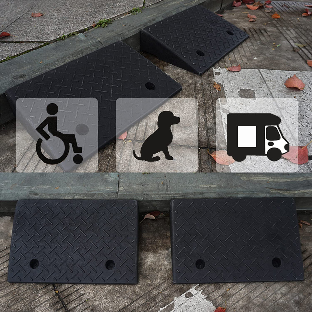 2 Pack Rubber Curb Ramps, 5.5 Inch Rise Heavy Duty Driveway Curb Ramps, Odor Free Rubber Made Curb Ramps for Driveway, Loading Dock, Sidewalk Industrial Grade Curb Ramps