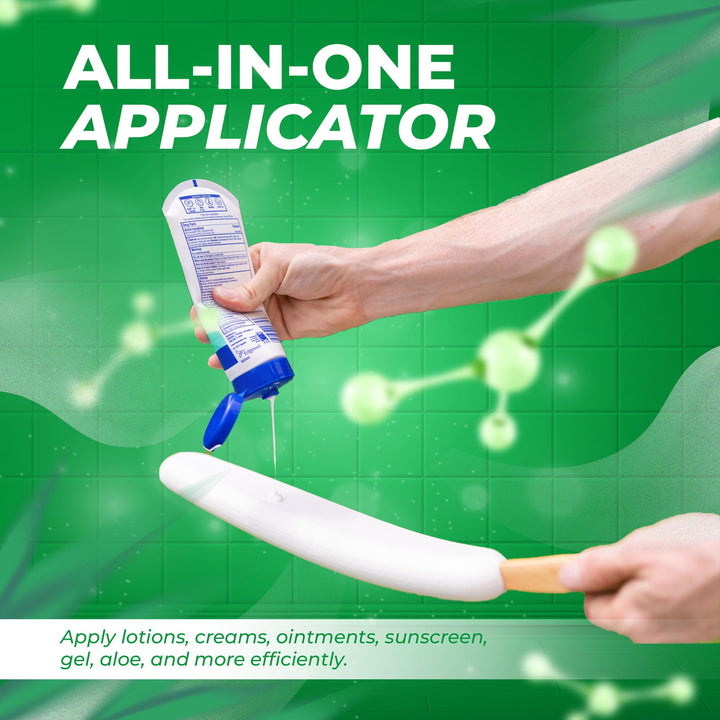 Lotion Applicator for your Back, Feet, and Legs - Sunscreen Applicator - Long Curved Easy Reach Body Brush for Suntan, Sunless Self-Tanning, Skin Cream, Acne, Body Wash - Elderly Aid