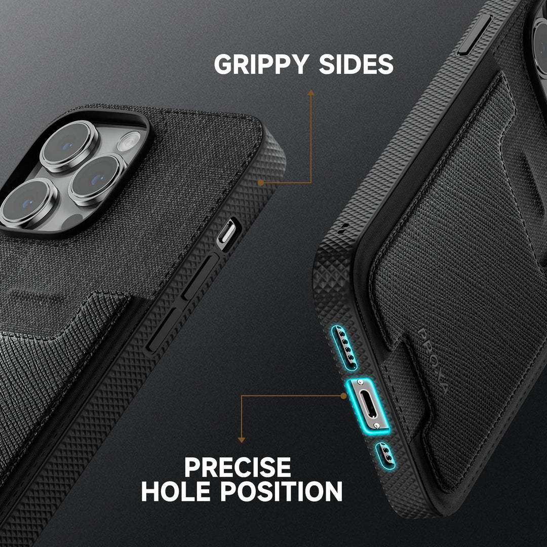 Slim Card Case for iPhone 14 Pro– Wallet Case with Card Holder Slots – Up to 5 Cards – Protective & Scratchproof – Compatible with iPhone 14 Pro 6.1 inch – Classic Black