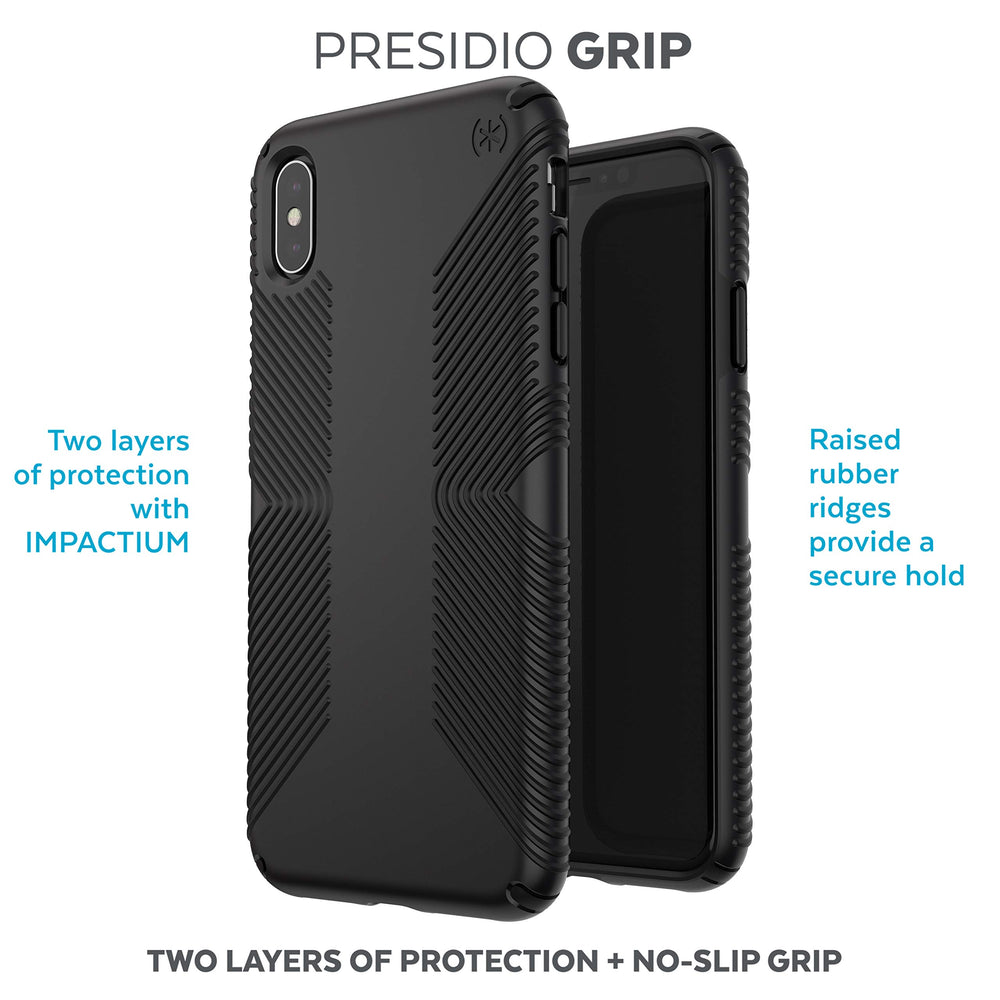 Presidio Grip iPhone XS Max Case - Slim Fit, Silicone, Black/Black