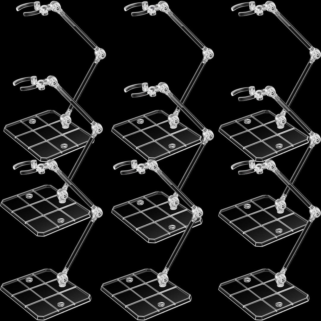 9 Pieces Action Figure Display Holder Base Clear Action Figure Display Stand Doll Model Support Stand Action Figures Doll Display Holder Compatible with HG RG SD SHF Gundam 1/144 Toy