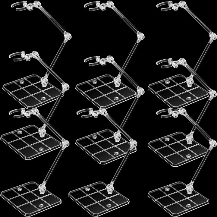 9 Pieces Action Figure Display Holder Base Clear Action Figure Display Stand Doll Model Support Stand Action Figures Doll Display Holder Compatible with HG RG SD SHF Gundam 1/144 Toy