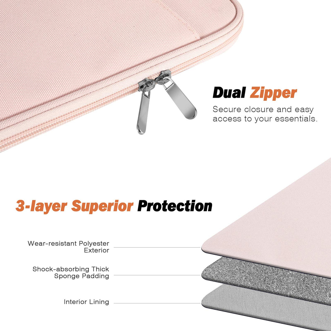 9-11 Inch Tablet Sleeve Case,Fits New iPad Air/Pro 11 inch 2024, iPad Air 5/4th 10.9, iPad 10th Gen 10.9, iPad 9/8/7th 10.2, Galaxy Tab S8/S9 11,Protective Bag Carrying Case with Pocket, Pink