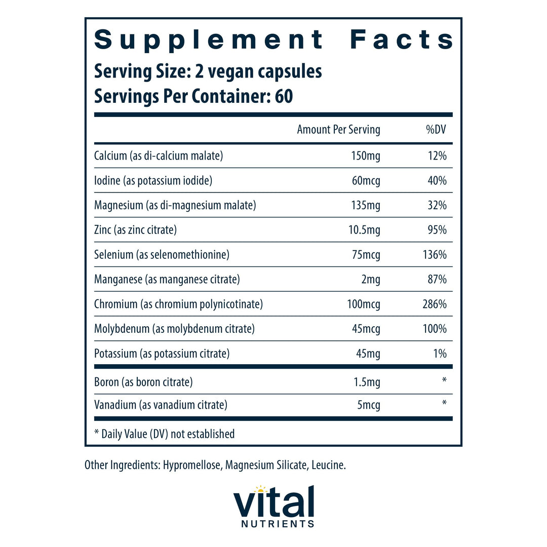 Multi-Minerals | Citrate/Malate Formula (No Copper or Iron) | Vegan Daily Multimineral | Gluten, Dairy, Soy Free | Non-GMO | 120 Capsules