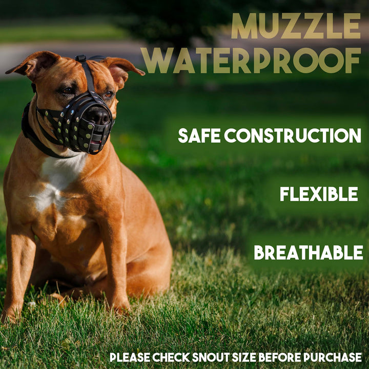 Pitbull Dog Muzzle Breathable PVC Basket for Medium Large Sized Dogs Amstaff Staffordshire Terrier, Rottweiler Prevent Biting Scavenging Chewing, Walking Training, Lightweight (Black)