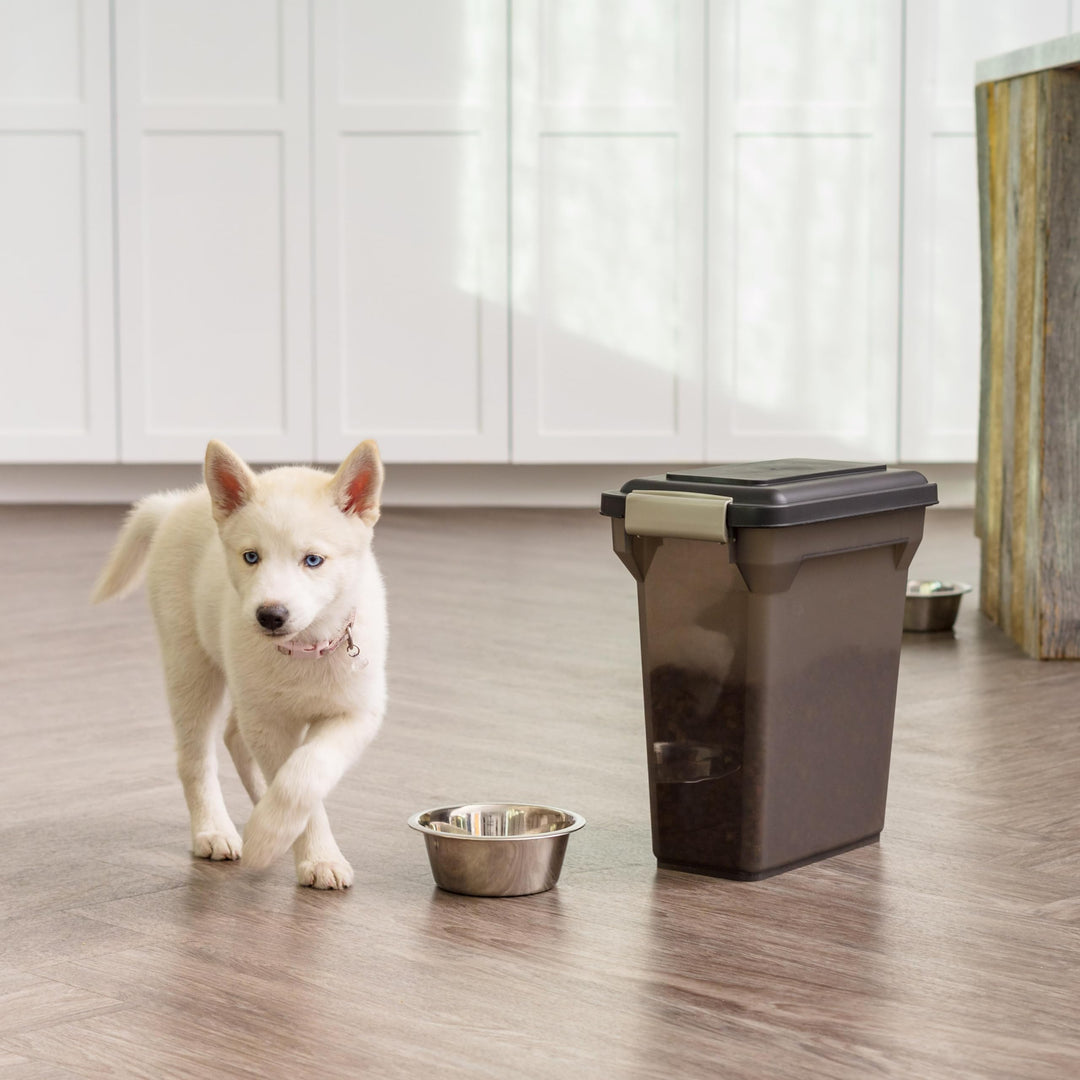 USA WeatherPro Airtight Dog Food Storage Container, Up to 13 lbs, For Dog Cat Bird and Other Pet Food Storage Bin, Pet Supplies, Keep Fresh, Easy Access, BPA Free, Smoke