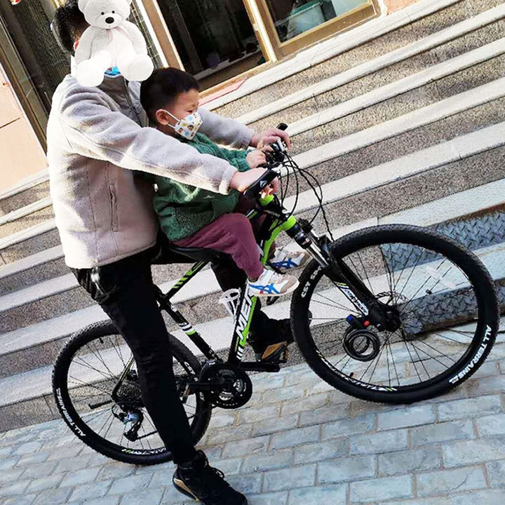 Mountain Bicycle Child Front Seat Child Baby Safe Seats with Back Rest Foot Pedals mountain bike saddle Black