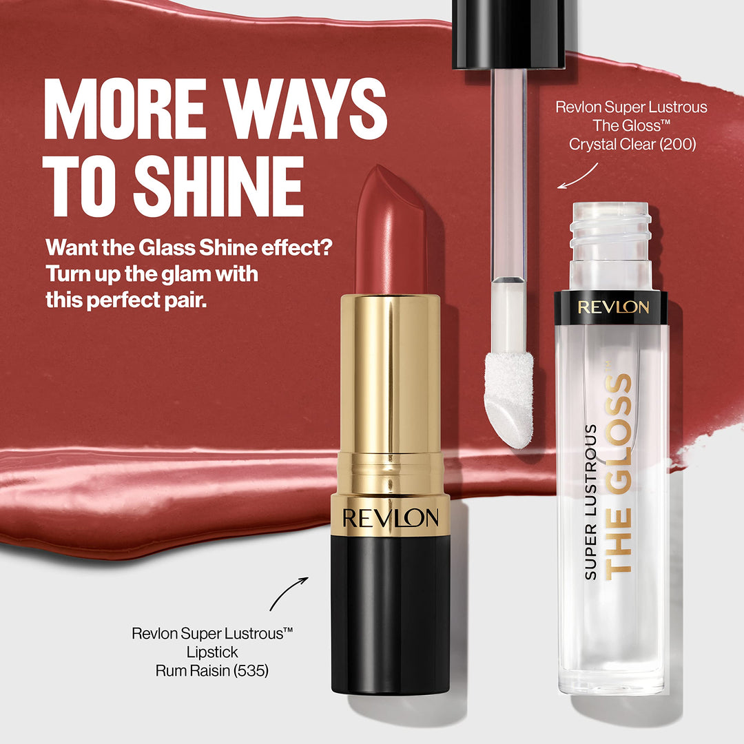 Super Lustrous Glass Shine Lipstick, Flawless Moisturizing Lip Color with Aloe, Hyaluronic Acid and Rose Quartz, Fuchsia Gleam (022), 0.15 oz
