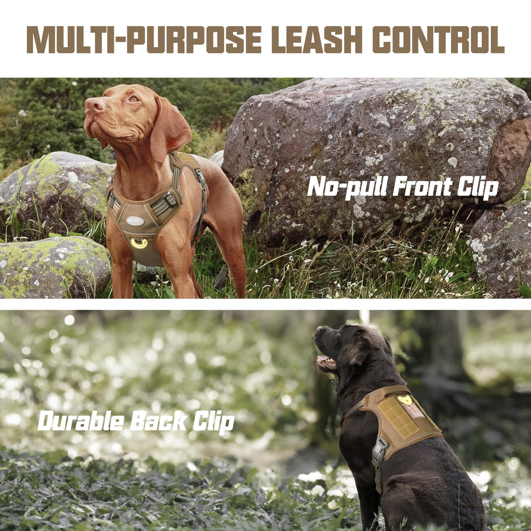 Tactical Harness for Large Dogs No Pull Adjustable Reflective K9 Working Training Easy Control Pet Vest Military Service Harnesses Army Yellow L