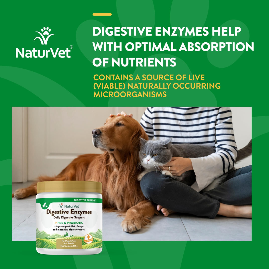 – Digestive Enzymes for Dogs - Plus Probiotics & Prebiotics | Helps Support Diet Change & A Healthy Digestive Tract | for Dogs & Cats | 4 oz Powder