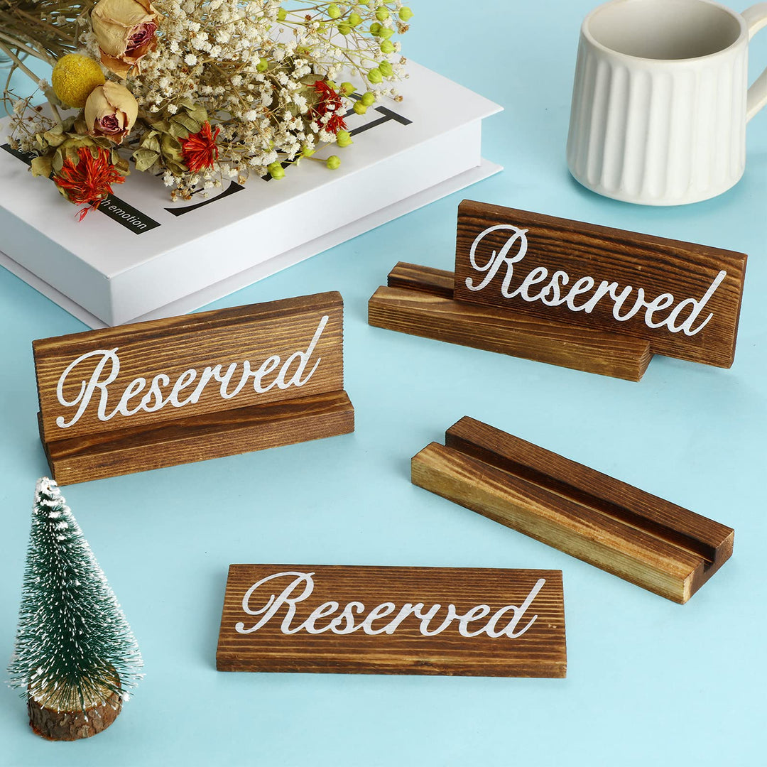 12 Pieces Wooden Table Reserved Signs Rustic Style Wood Sign Wedding Seating Signs for Wedding Restaurant Receptions Supplies