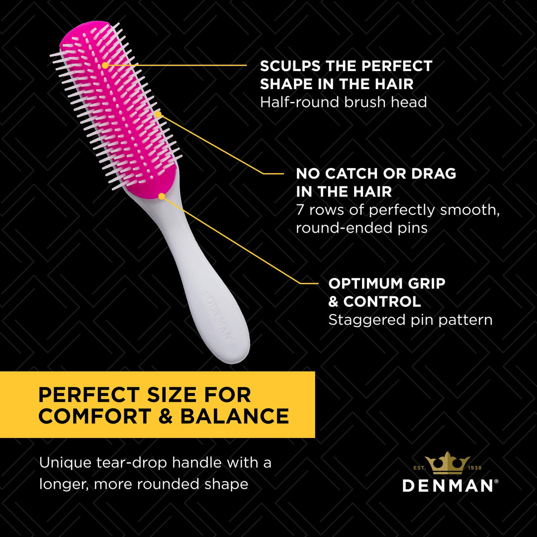 Original Curl Definer & Styler 7 Row Hairbrush for Detangling, Separating, and Defining Curls, Curly Hairbrush - D3 Cherry Blossom