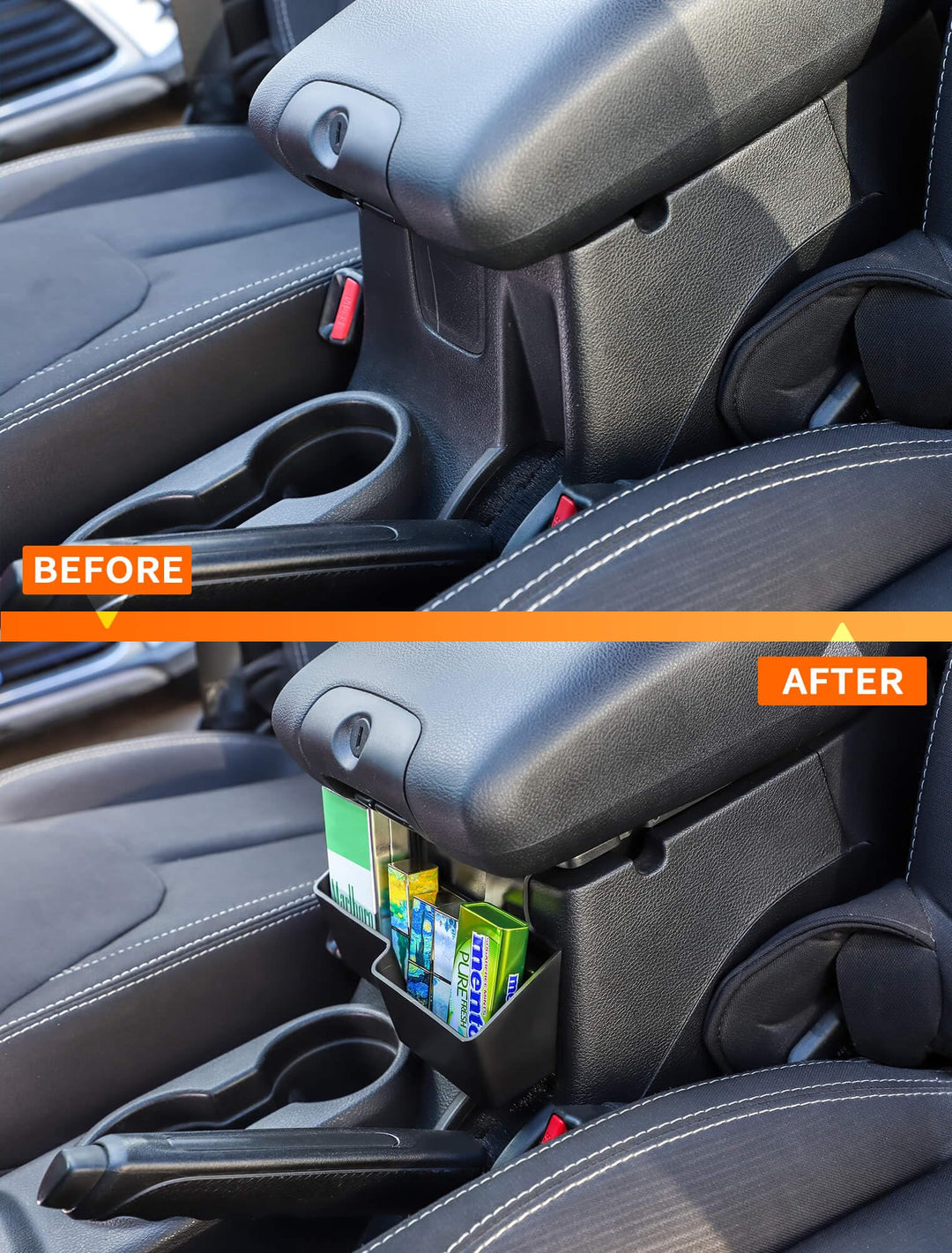 JK Center Console Hanging Storage Box, Armrest Organizer Tray for 2011-2018 Jeep Wrangler JK JKU 2/4 Door, Interior Accessories, Patented Design, Black, 1 PCs