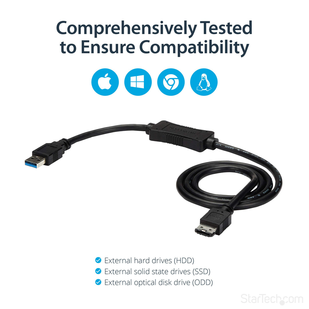 3 ft USB 3.0 to eSATA Adapter - 6 Gbps USB to HDD/SSD/ODD Converter - Hard Drive to USB Cable (USB3S2ESATA3)