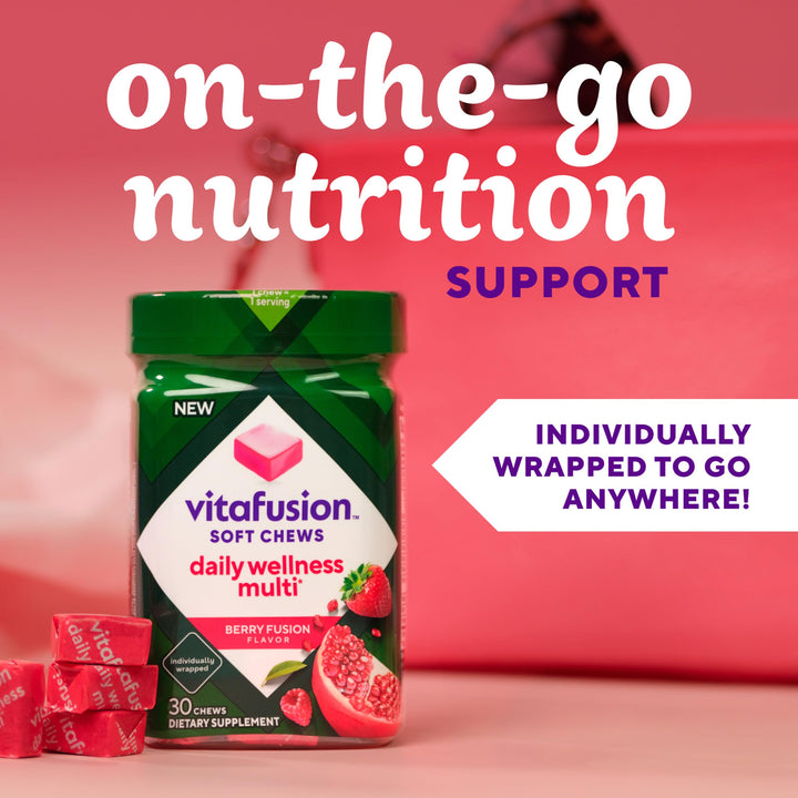 Soft Chews Daily Wellness Multi(1), Chewable Multivitamins for Adults, Individually Wrapped, Berry Fusion Flavor, 30 Chews, 30 Day Supply