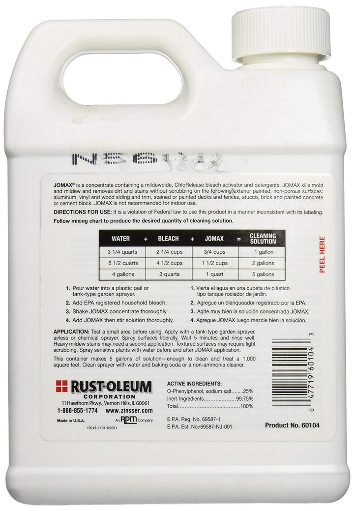 RUST-OLEUM 60104 Jomax house cleaner and mildew killer