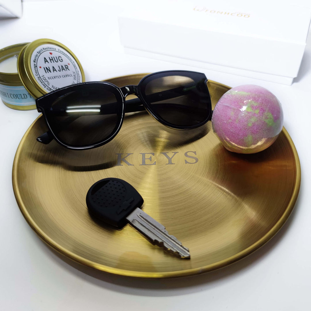 Key Bowl and Keychain Set -Key Bowl for Entryway Table, Decorative Bowl,Valet Tray, Jewelry Dish,Car Key Plate,Perfume Holder,Key Tray for Entryway Table,Bowl for Keys,Key and Wallet Tray