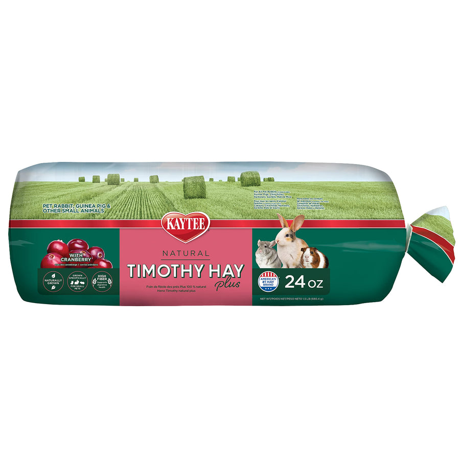 All Natural Timothy Hay Plus Cranberries For Guinea Pigs, Rabbits & Other Small Animals, 24 Ounce