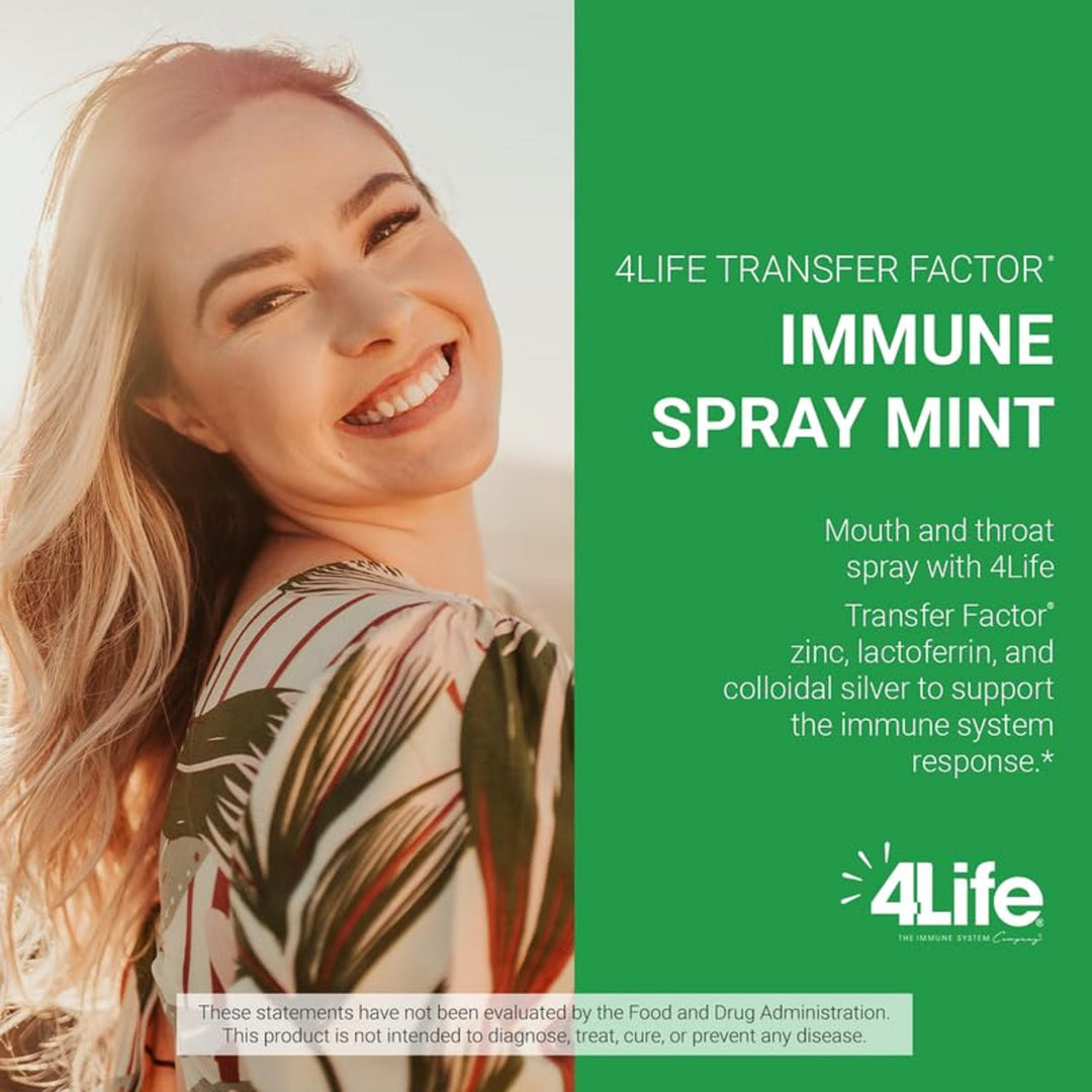 Transfer Factor Immune Spray - Supports Mouth and Throat Immune Health with Zinc, Marshmallow Root Extract - Mint Flavor - 1.7 oz
