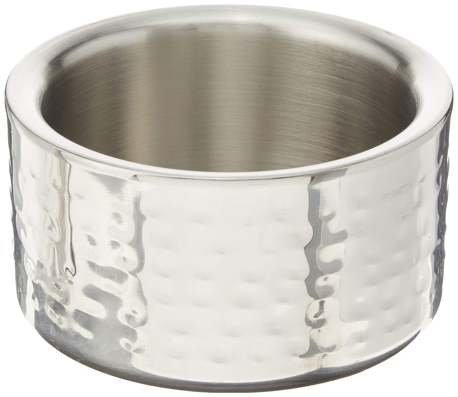 Double Wall Wine Coaster, Satin Finish, Hammered, 5 Diameter, Silver