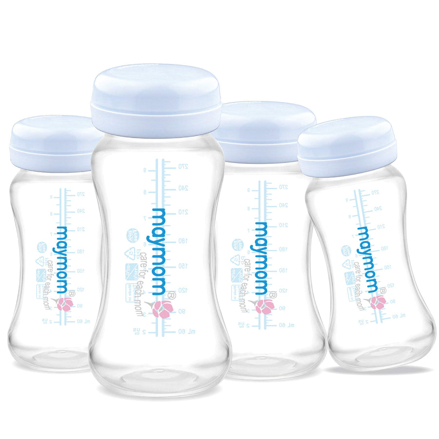 Wide-Mouth Milk Storage Collection Bottle with Travel Cap and Sealing Ring ; Can Replace Spectra S1 S2 Avent Natural Classic Bottles, Motif Luna, Twist Ameda MYA Bottle; 4pc