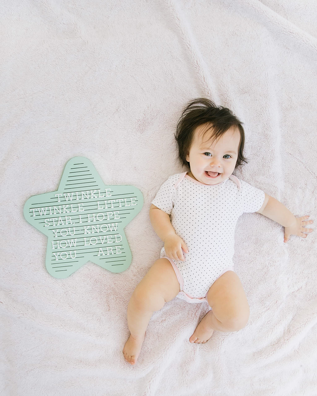 Star Shaped Wooden Letterboard Set, Gender-Neutral Baby Keepsake Photo Prop, Mint Green