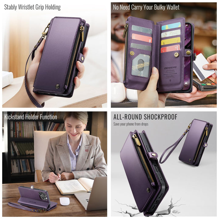 Compatible with iPhone 13 Pro Max Case Wallet with Card Holder for Women Men, PU Leather Magnetic Snap Flip Zipper Strap Phone Case Fit for iPhone 13 Pro Max, Fashion Blue