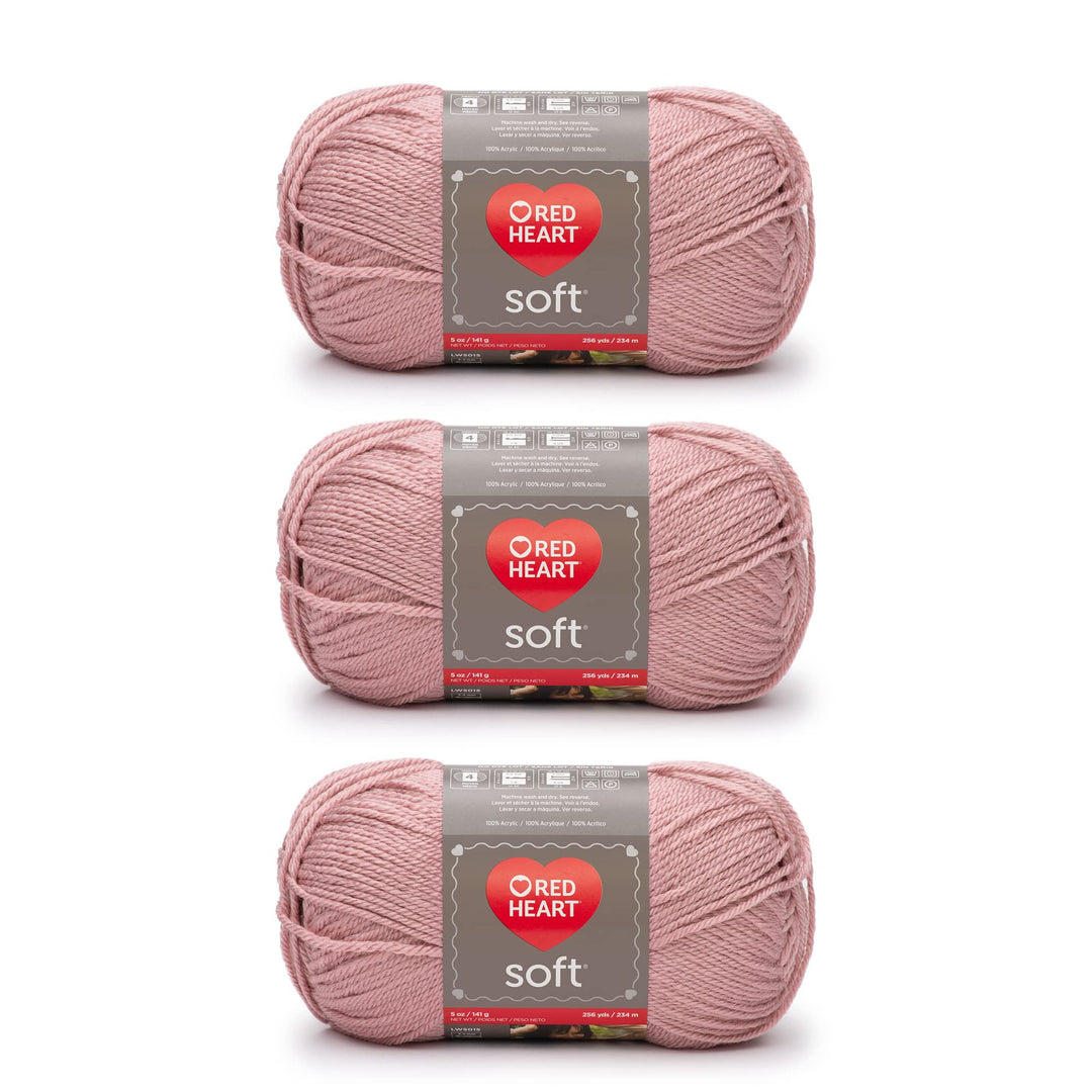 Soft Rose Blush Yarn - 3 Pack of 141g/5oz - Acrylic - 4 Medium (Worsted) - 256 Yards - Knitting/Crochet
