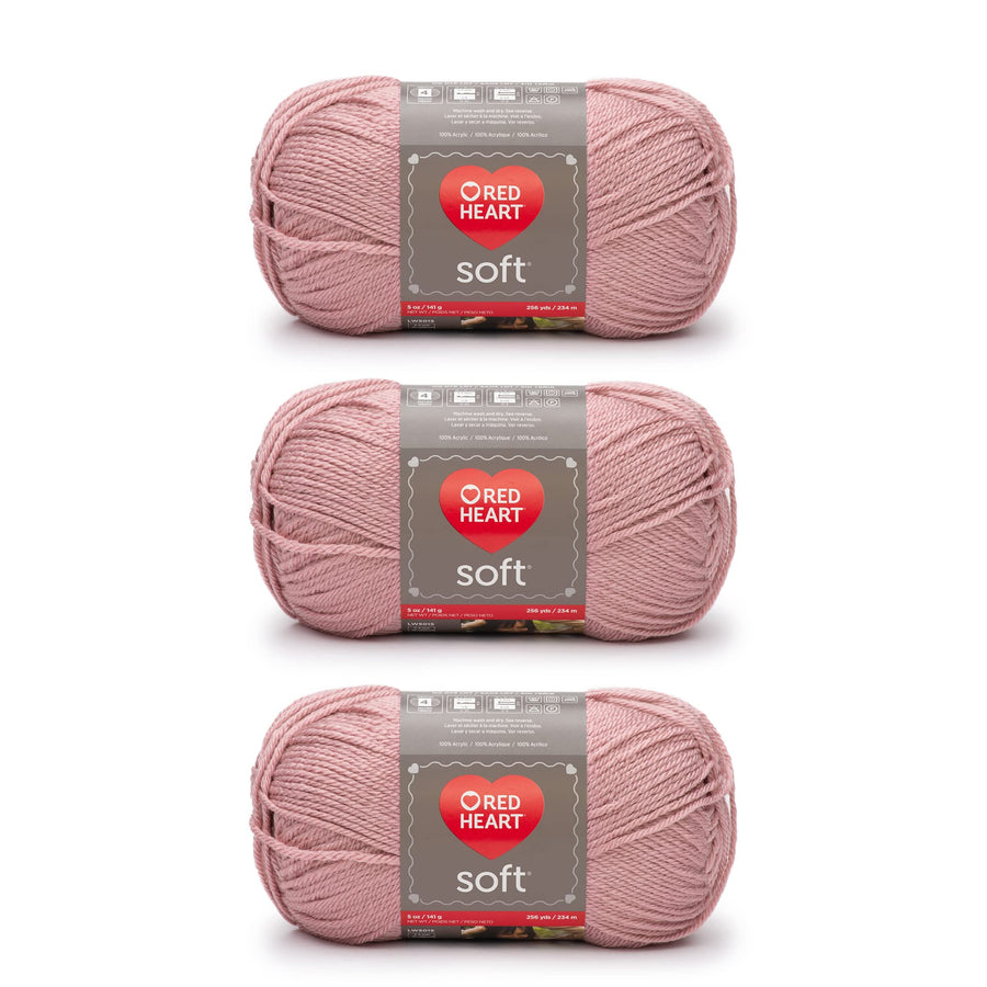 Soft Rose Blush Yarn - 3 Pack of 141g/5oz - Acrylic - 4 Medium (Worsted) - 256 Yards - Knitting/Crochet