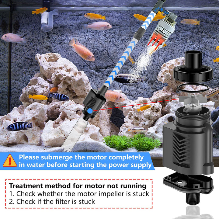 Electric Aquarium Gravel Cleaner, 317GPH DC 24V/24W Automatic Fish Tank Cleaning Tool Set Removable Vacuum Water Changer Sand Washer Filter Changer