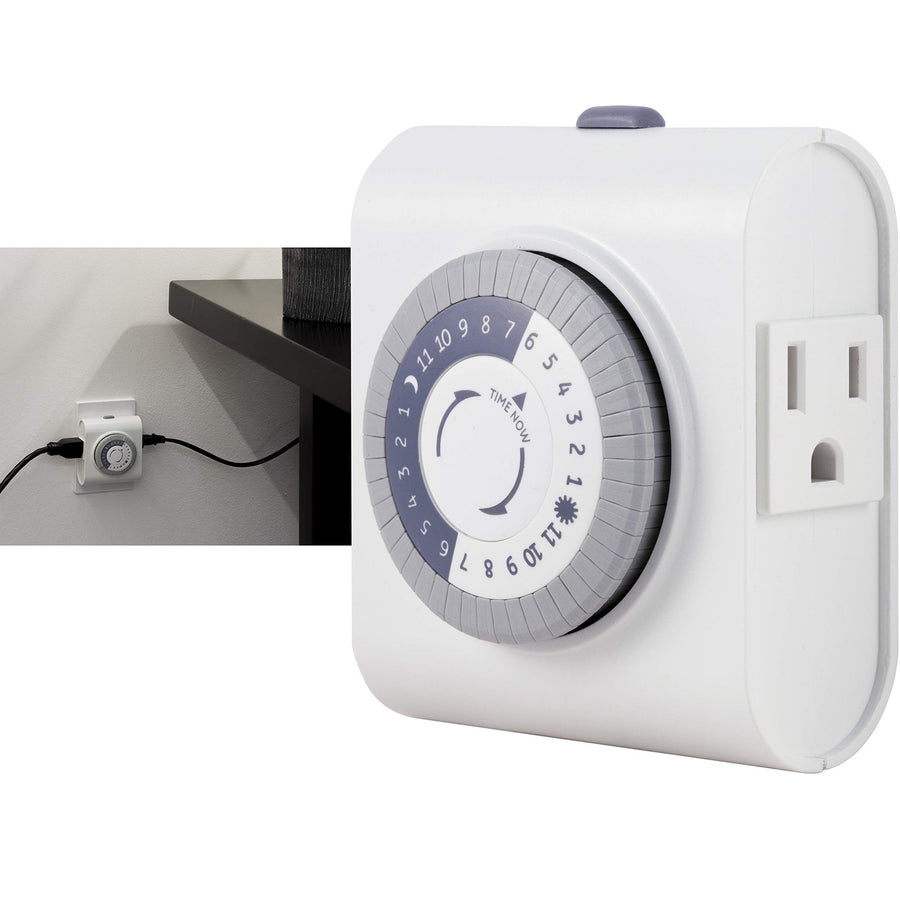 24-Hour 2 Grounded Outlets Mechanical Outlet Timer, Timers for Electrical Outlets Indoor, Light Timers Indoor, Daily ON/OFF Cycle, Timer for Lights Inside, Christmas Tree Timer, 15075