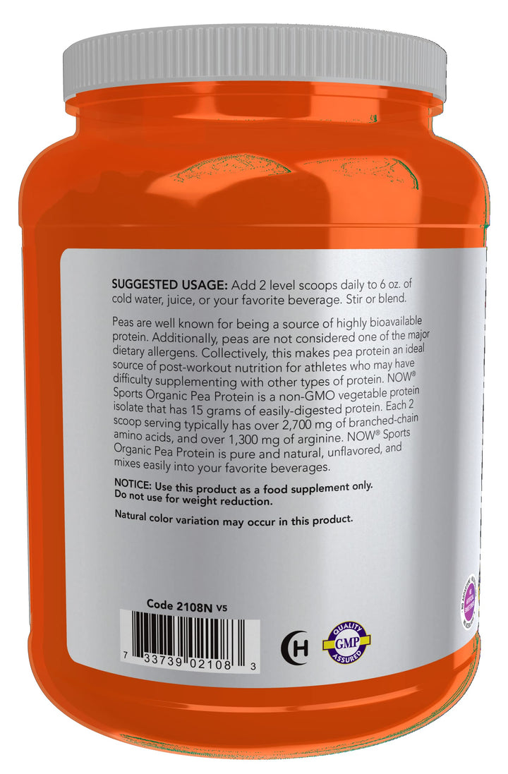 ORGANIC PEA PROTEIN (15g Protein, NO Soy, NO Dairy) - 1.5 lbs (680g, Unflavored)