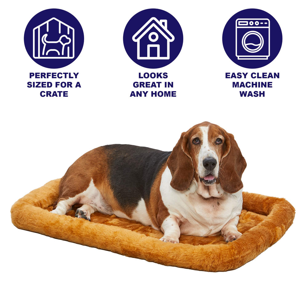 Bolster Dog Bed 48L-Inch Cinnamon Dog Bed w/Comfortable Bolster | Ideal for Extra Large Dog Breeds & Fits a 48-Inch Dog Crate | Easy Maintenance Machine Wash & Dry