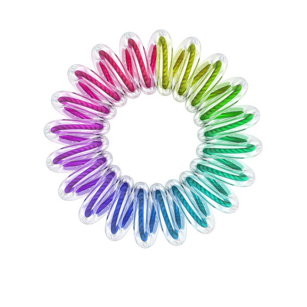 Kids Magic Rainbow ‚¬Œ The Spiral Shaped Nou-Ouch Hair Ring ‚¬Œ Perfect Hair Ring For Kids, 3 Colorful Hair Ties Per Packaging