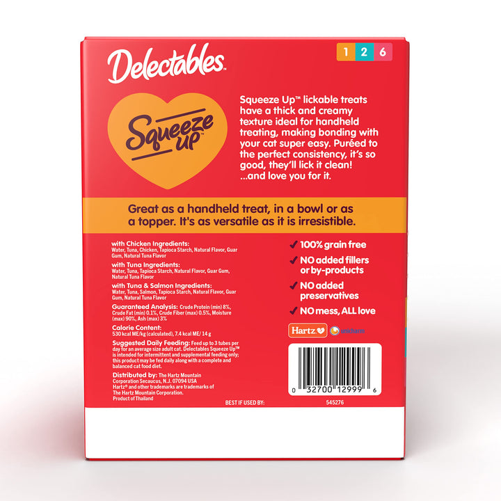 Delectables Squeeze Up Handheld Lickable Treats, Chicken, (Tuna and Tuna and Salmon) 54 Count