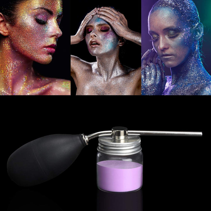Powder Spray Bottles, 12.5G Hairdressing Tools Hair Building Fiber Spraying Bottle, Powder Duster Applicator Nozzle Pump Hair Loss Sprayer Atomizer, Dry Glitter/Mica Spray Pump Dispenser