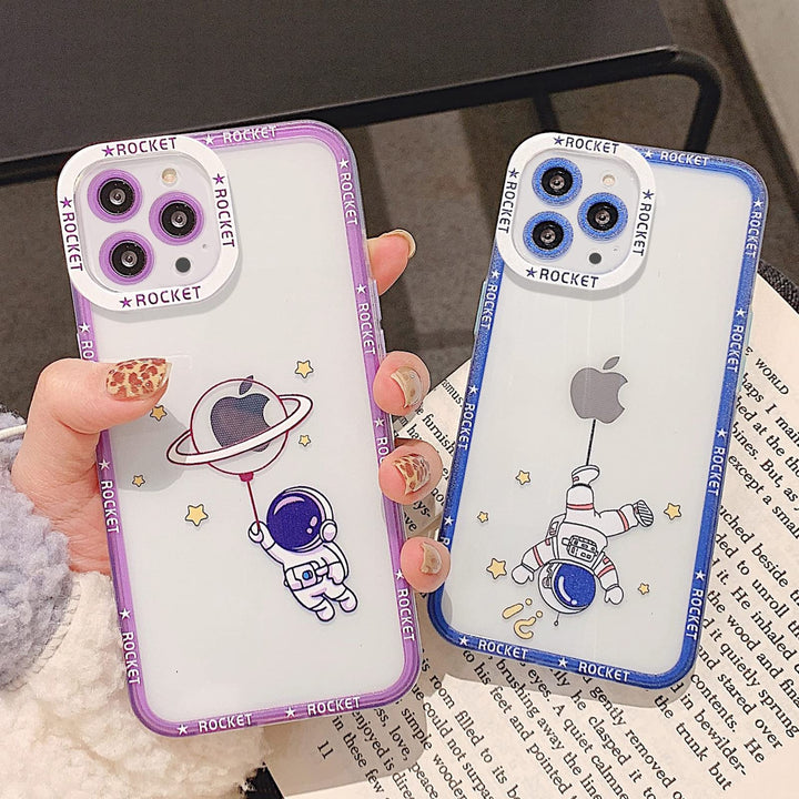 for iPhone 13 Pro Max Case Cute Cartoon Astronaut Spaceman Phone Case for Women Men Camera Lens Full Cover Protection Soft Silicone Bumper 13 Pro Max Case 6.7 inch (Blue)