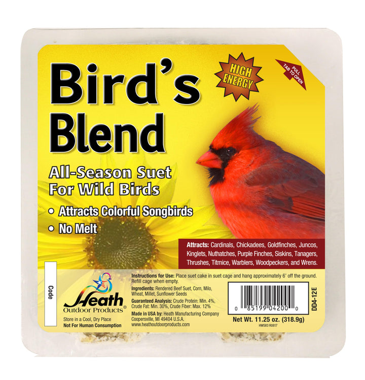 DD4-12 Heath Bird Suet, Yellow, 11.25 Ounce (Pack of 12)