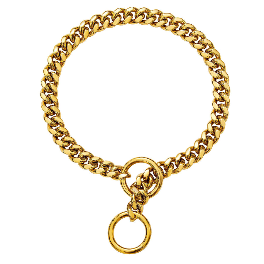 Dog Chain Collar Collar Gold 10MM Cuban Link Dog Collar Stainless Steel Metal Silp Chain Collar Heavy Duty Chew Proof Walking (14)