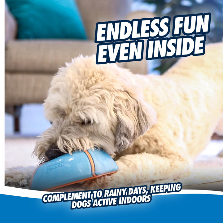 Indoor Super Slider Self-Fetch Squeaky Toy for Dogs - Glides Harmlessly On Most Surfaces - Fun Dog Toys to Keep Them Busy - For Small, Medium, and Large Breeds - Durable Rubber
