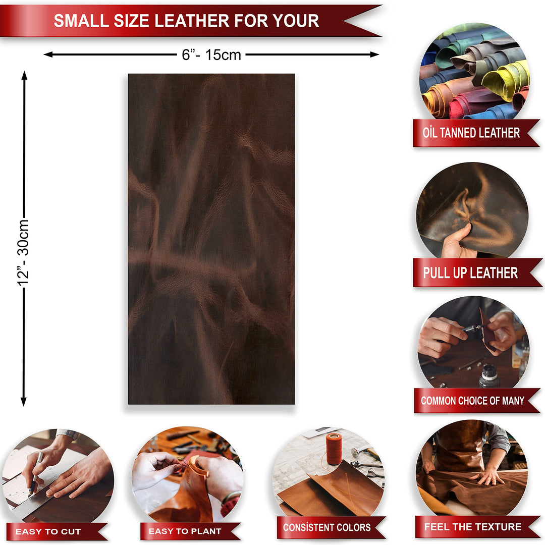 Toprank Genuine Leather Sheets for Crafts 6''X12'' Precut Full Grain Leather Tooling Leather (1.6mm) Cowhide Leather Pieces Square, Tan