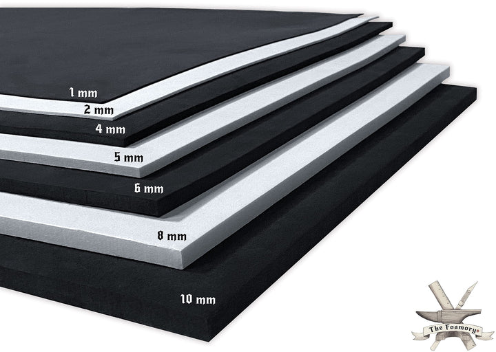 EVA Foam Cosplay - 6mm (1mm to 10mm) - White or Black - 14 x 39 Sheet - Ultra High Density Craft Foam 85 kg/m3 -