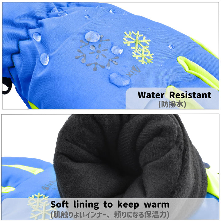 Kids Children Ski Gloves Winter Snow Gloves Waterproof Winter Warm Gloves for Snowboarding, Sledding (XS,3-5 Years Old, Blue)