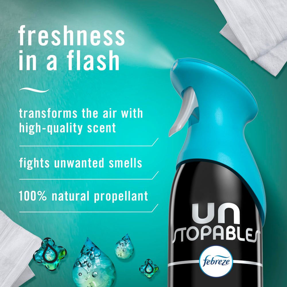 Air Mist Air Freshener Spray, Odor-Fighting Room Spray, Air Fresheners for Home and Bathroom and Kitchen, Aerosol Can, Unstopables Fresh Scent, 8.8oz, 3 Count
