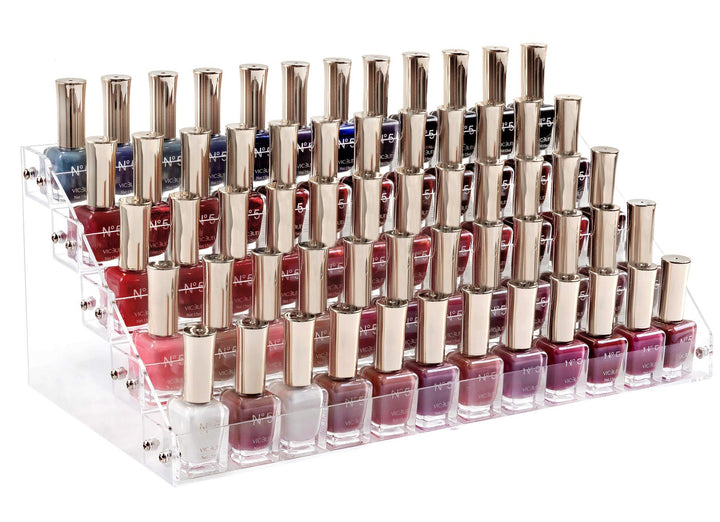 Clear Nail Polish Organizer 5 Tier Acrylic Display Rack Holds Up to 60 Bottles