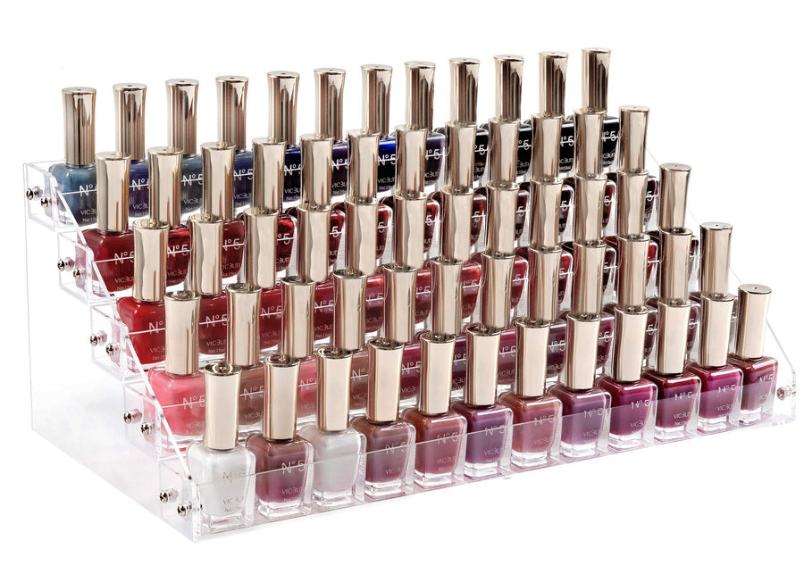 Clear Nail Polish Organizer 5 Tier Acrylic Display Rack Holds Up to 60 Bottles