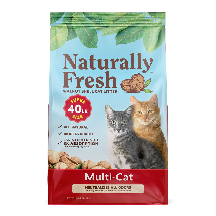 Cat Litter Made From Walnut Shells, Multi-Cat, Unscented, Upcycled, Low Dust, Sustainable, 40 Lbs