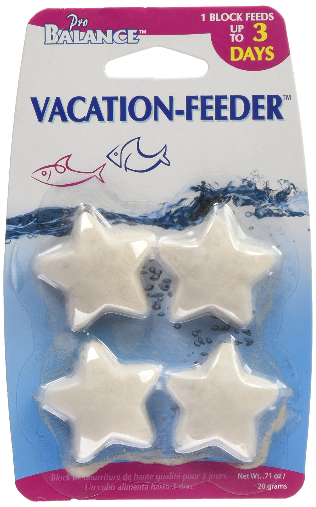 Penn-Plax Pro Balance Vacation Fish Feeder – Slow Release Food That’s Great for Weekend Vacays: 1 Block Feeds up to 3 Days – 4 Starfish Shape Blocks (1 Package) (PBV3)