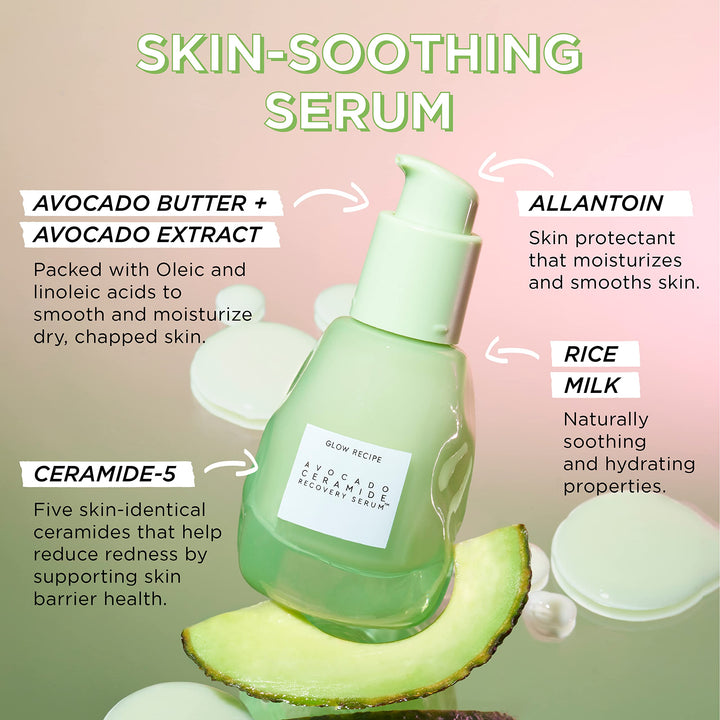 Avocado Ceramide Serum - Hydrating Face Serum for Women & Men - Redness Relief, Dry Skin & Skin Barrier Repair - Lightweight, Milky Texture for Sensitive Skin (30 ml)