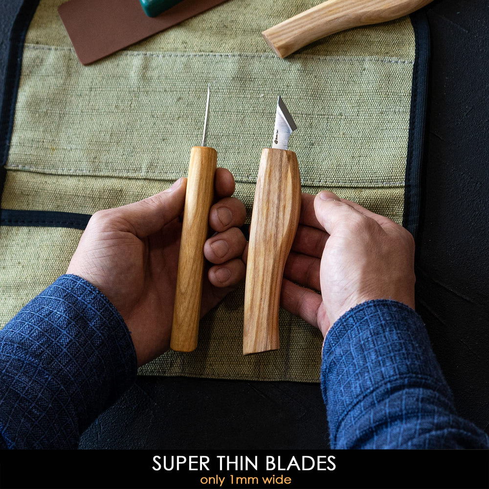 Wood Carving Knife Kit for Beginners S55 Chip Carving Knives Woodworking Wood Carving Tools Set Carve Widdling Knife Kit Detail Whittling Knife Set Wood Carving Kit Hobbies for Men (3)